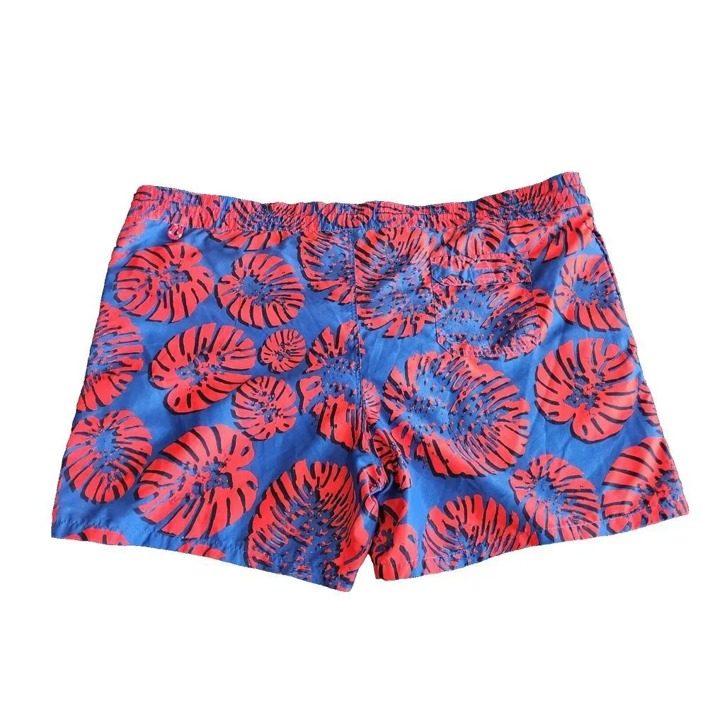 Merona Mens Board Shorts Swim‎ Trunks XXL Drawstring Geometric Red and Blue